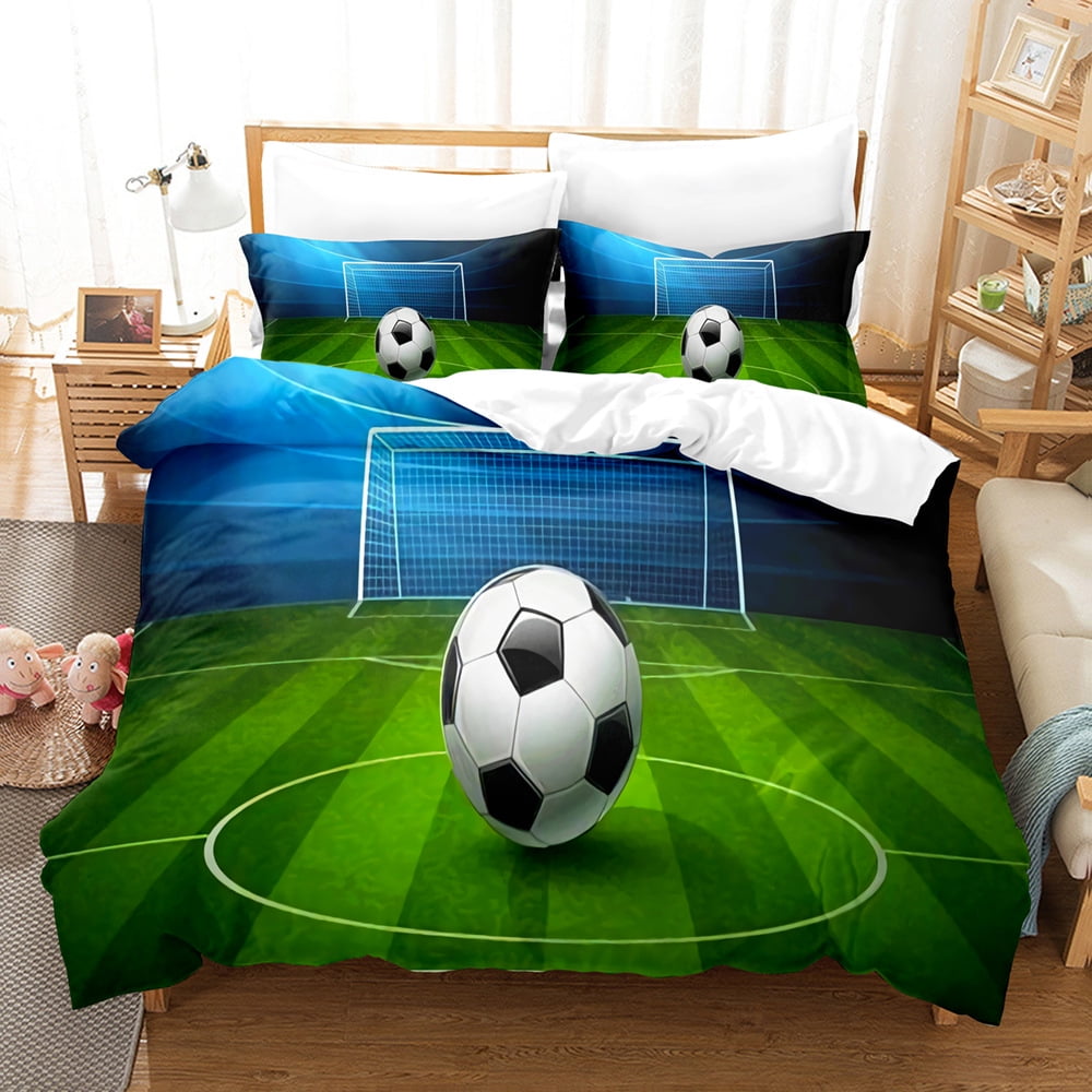 Boys Sports Duvet Cover Set,Kids Football Bedding Child Soccer Player