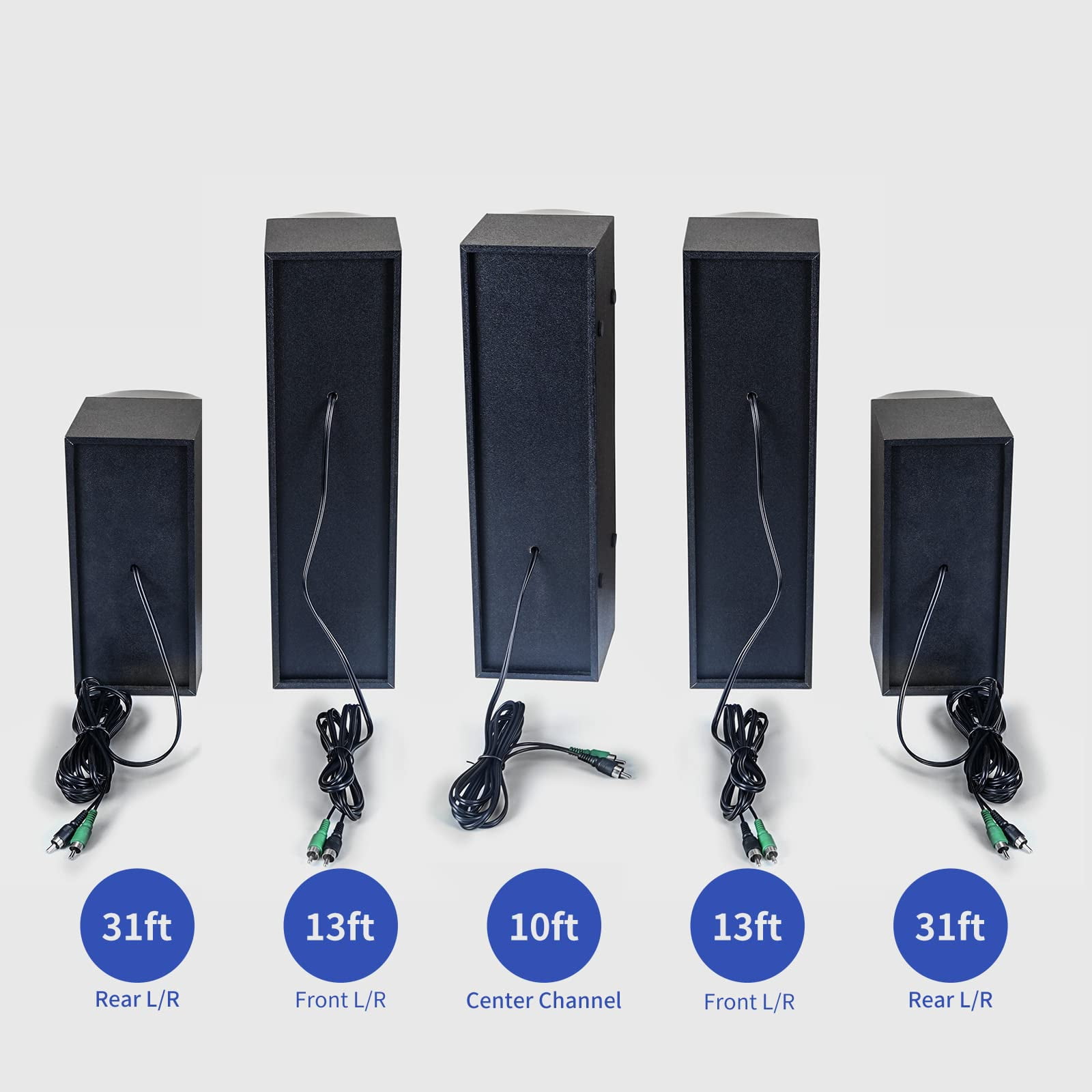 Rocoye 5.1 Home Theater Systems with 10" Subwoofer, Black
