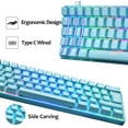 thumbnail image 2 of MK21 60% Mechanical Gaming Keyboard Mini Portable with Rainbow RGB Backlit Full Anti-Ghosting 61 Key Ergonomic Metal Plate Wired Type-C USB Waterproof for Typist Laptop PC Mac Gamer (Blue/Blue Switch), 2 of 7