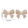 thumbnail image 3 of hanxiulin pearl bow rhinestone earrings thin dangle gold elegant pearl rhinestone earrings wedding women accessories jewelry bow earrings for women, 3 of 6