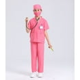 thumbnail image 5 of Doctor Costume for Kids, Pink Doctor Costume with Lab Coat Halloween Party Dress Up for Girls Age 8-12 Years, 5 of 7