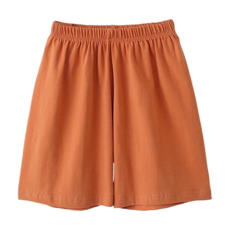 ZACPNCV Toddler Cotton Shorts for Kids Summer Athletic Casual Short Elastic Waist Orange 11-12 Years