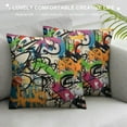 thumbnail image 3 of COMIO  Square Throw Pillow Covers Graffiti Messy Alphabet Spray Paint Design Pillow Cases Decorative for Home Bedroom Sofa Pillowcases Standard, 3 of 5