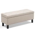 thumbnail image 4 of Furniliving Modern Upholstered Button Tufted Storage Ottoman Entryway Bench, Ivory, 4 of 9