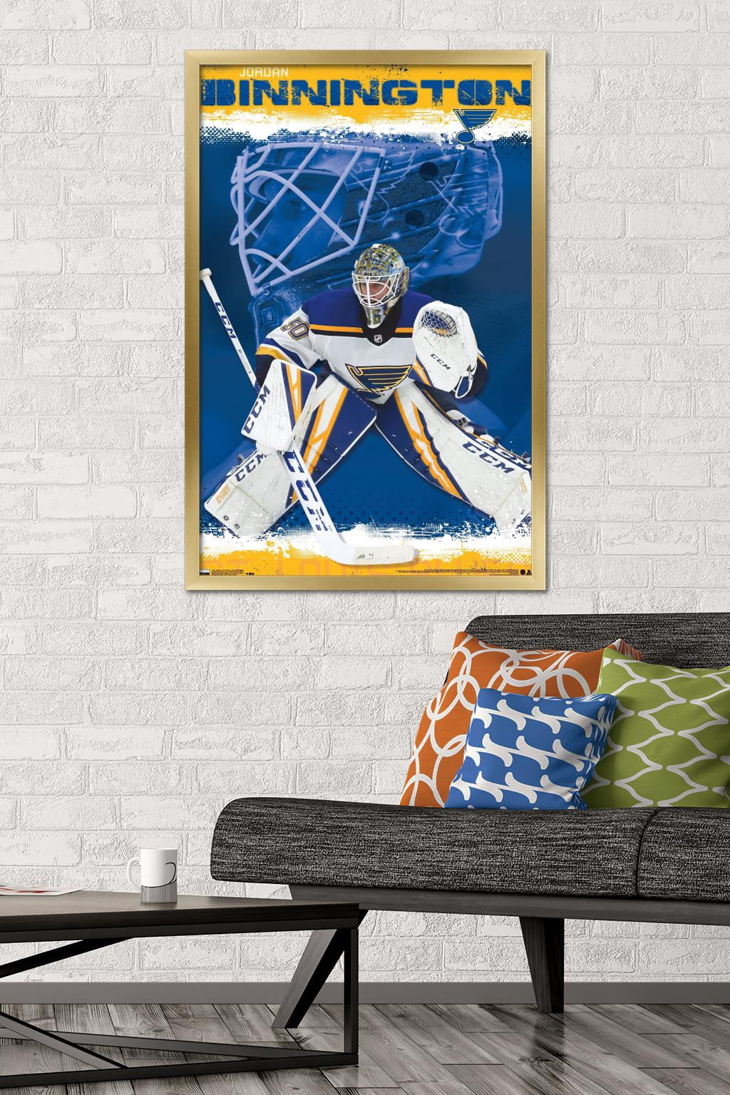NHL St. Louis Blues - Jordan Binnington 19 Wall Poster, 22.375" x 34", Framed