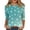 Cyan -AB08, variant on Lumtrix Christmas Top for Womens Loose 3/4 Sleeves Crewneck Blouse Christmas Print Festival Soft Lightweight Blouses Mint Green L