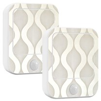 Yayeee 2-Pack Plug in LED Night Lights with Light Sensors Motion Detectors, Light Gray Pattern