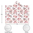 thumbnail image 3 of Wearable Blanket,White Cow Milk Strawberry Pattern Hooded Wearable Flannel Blanket for Adults & Teens with Buckle,Winter Poncho Shawl Wrap Cape,50"x60", 3 of 5