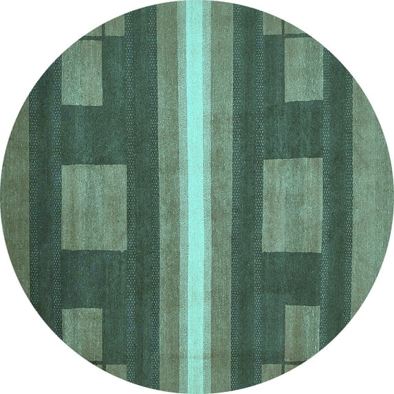 Ahgly Company Indoor Round Abstract Light Blue Modern Area Rugs, 4' Round