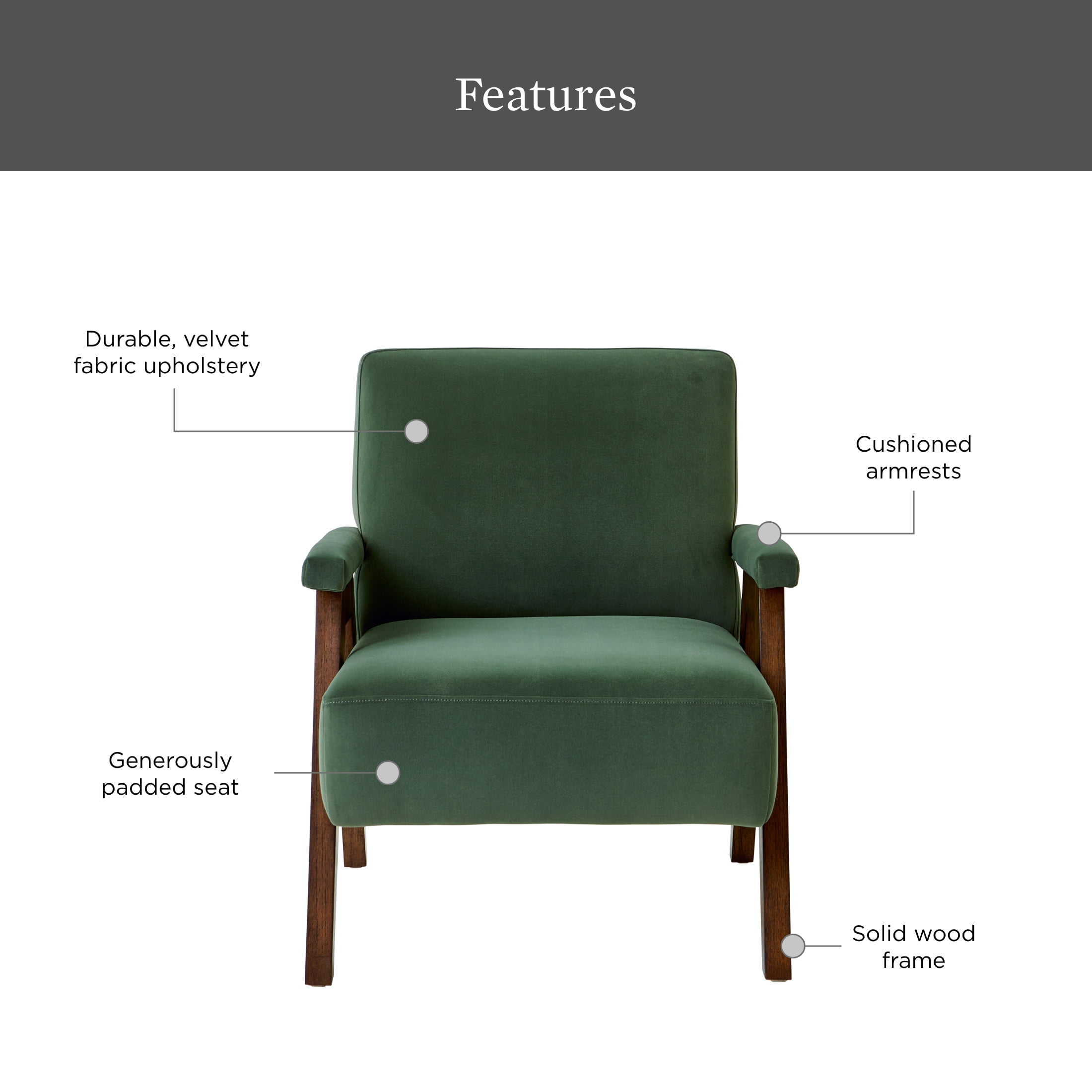 Better Homes & Gardens Ezra Accent Chair, Olive Green