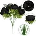 thumbnail image 3 of Halloween Black Artificial Flowers Silk Peony Bouquet Vintage Artificial Peonies Flower for Home Wedding Party Decor (pcs, Black), 3 of 4