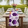 thumbnail image 4 of Purple Geometric 90 Inch Table Runner, Gold White Hexagon Modern Farmhouse Dresser Scarf Cotton & Linen Tablerunner for Dining/Kitchen Island/Holiday Party Décor 13" x 90", 4 of 9