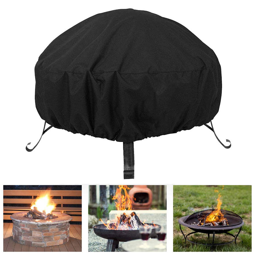 Willster Round Fire Pit Cover Garden Patio Protective Cover Breathable Waterproof  Dustproof Heavy Duty Black 33.5*15.7in - Walmart.com