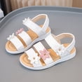 thumbnail image 2 of TOWED22 Girls Sandals Kids Open Toe Flat Sandals Ankle Strap Dress Shoes for Toddler Little Big Kid White,8.5, 2 of 9
