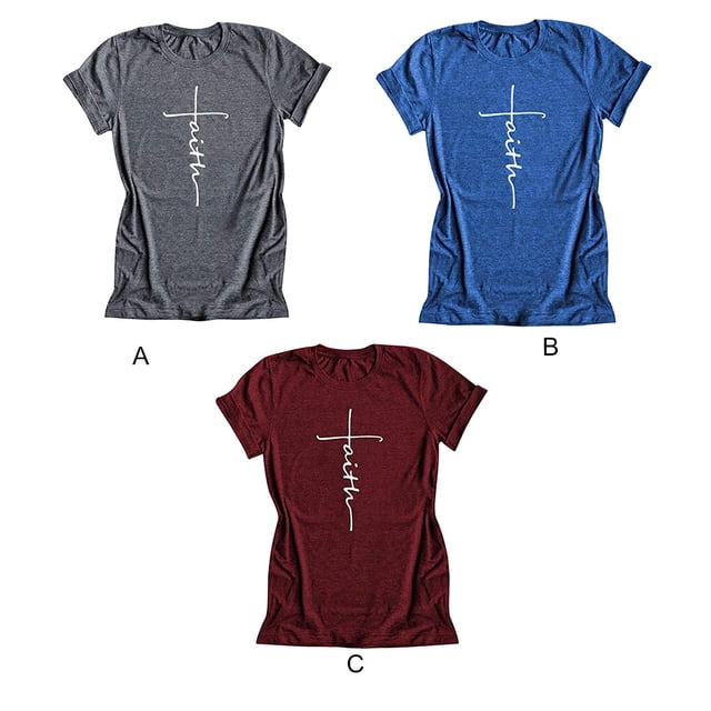 T-Shirt Femme Col Rond Chemisier à Manches Courtes Femmes T-Shirt à Manches Courtes T-Shirt Décontracté, Bleu, M