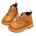 thumbnail image 3 of Children's Winter Solid Color Cropped Leather Boots British Style Boots, 3 of 5
