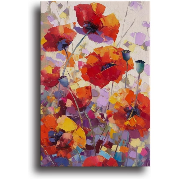 Canvas Wall Art Decor, Landscape Wall Art,Painting poppies Bedroom Wall Decor, Wall Decorations for Living Room, Bathroom, Dining Room Decor - 8x12 inch Unframed
