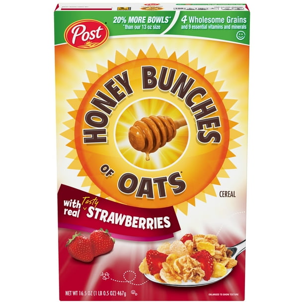 Post Honey Bunches Of Oats Cereal, Real Strawberries, 16.5 Oz Walmart