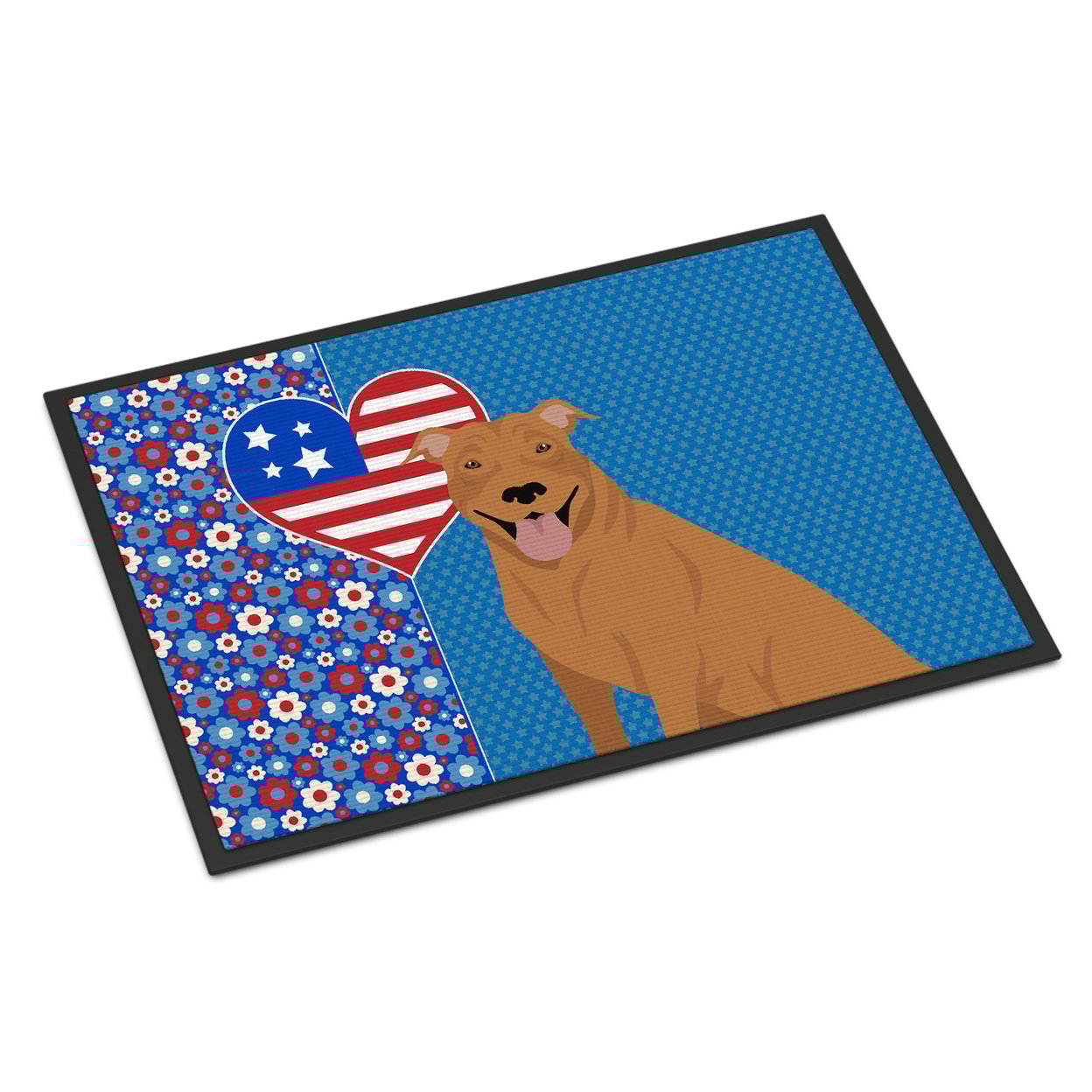 Red Pit Bull Terrier Indoor or Outdoor Mat 24x36 36 in x 24 in