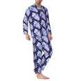 thumbnail image 2 of Naloa blue starry sky Skull flower Men’s Pajamas Set - Long Sleeve Button Down Sleep Shirt and Pajama Bottoms Sleepwear Set-XX-Large, 2 of 7