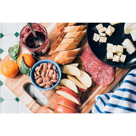 - LAMINATED POSTER Bread Fruits Oranges Apple Meat Nuts Peanuts Poster Print 24 x 36