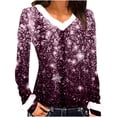 thumbnail image 2 of Contigoes Haut d'Automne 2024 pour Femmes, Col en V Uni, Manches Longues,/rose,(m), 2 of 3