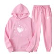 thumbnail image 2 of Feancey Two Piece Jogger Sets for Women Valentines Day Hoodie Suits Cute Heart Printed Sweatshirts and Jogging Pants Lounge Set Sweatsuits 2 Piece Pink XXL, 2 of 6