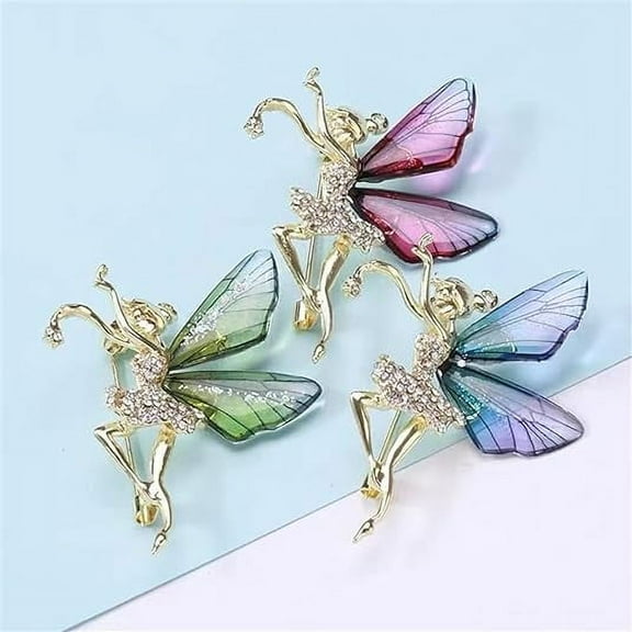 1Pc Brooches and Pins for Women, Brooch Pins, Copper Delicate Rhinestone Angel Wing Brooch is the Perfect Gift for Wife Mother or Daughter, Purple