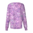 thumbnail image 3 of Valentines Scrub Jackets for Women Plus Size Loose Long Sleeve Cute Love Heart Printed Scrub Tops Casual Button Snap Front Scrubs Nursing Uniform Medical Nurse Workwear with Pockets Purple Pink 4XL, 3 of 4