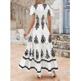 thumbnail image 2 of Vestido largo PRETTYGARDEN para mujer, verano 2025, cuello en V, estampado floral, 2 of 8