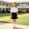 thumbnail image 2 of Girls School Uniform Back-To-School High Waist Pleated Mini Skirt with Safety Shorts Elastic Solid Print Girls' Skirts 3-4 Years, 2 of 5