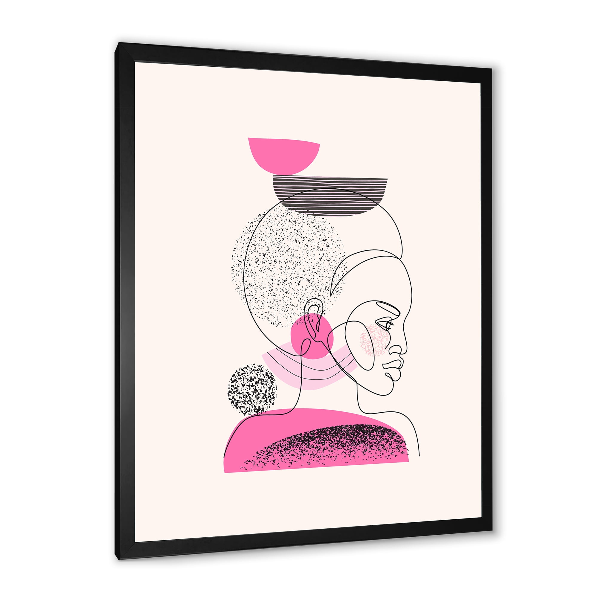 Designart 'One Line Portrait of Afro American Women V' Modern Framed Art Print