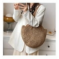 thumbnail image 4 of Straw Handbags Women Handwoven Round Corn Straw Bags Natural Chic Hand Large Summer Beach Tote Woven Handle Shoulder Bag, 4 of 7