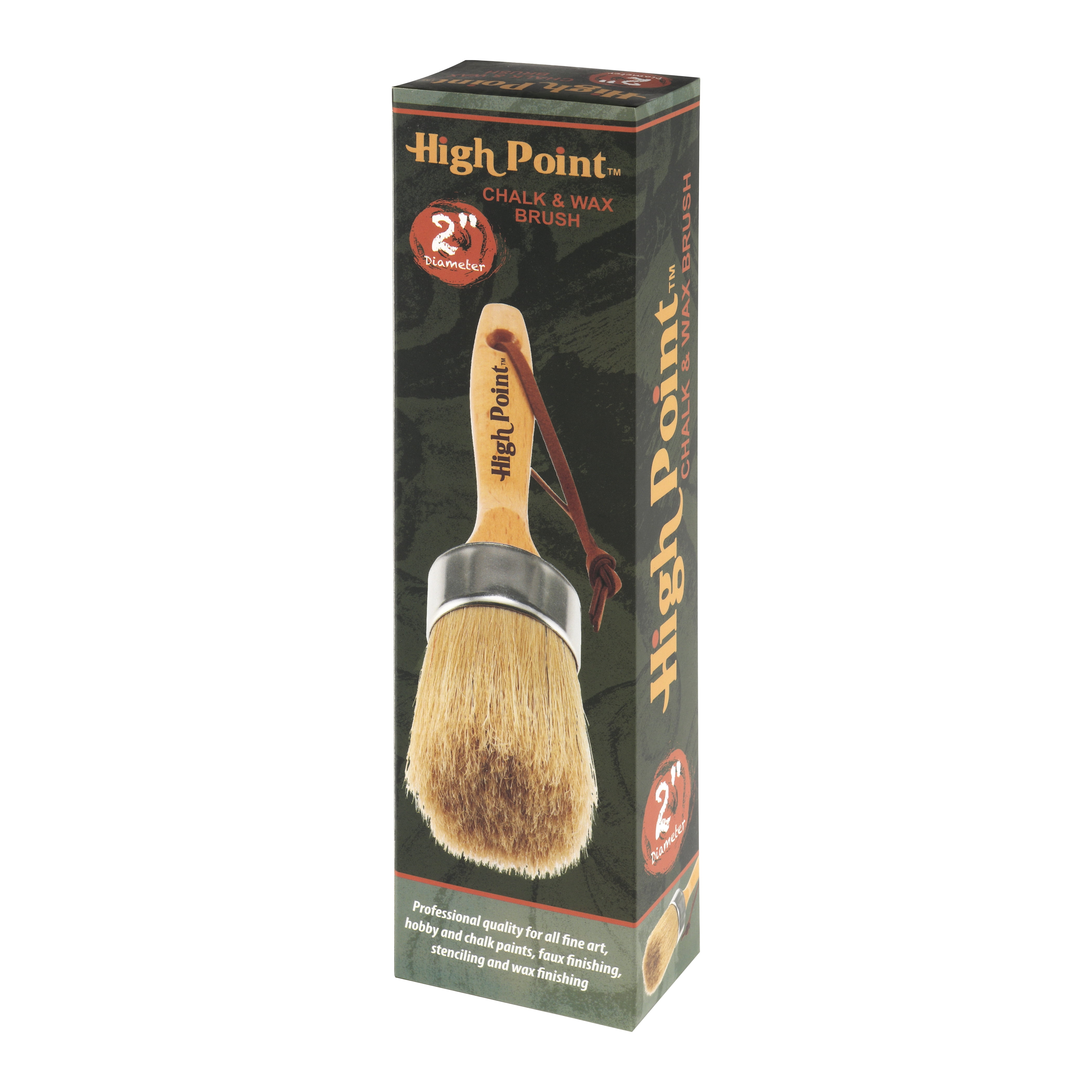 Large 2-in-1 Round Chalk & Wax Finishing Brush | Professional Quality For All Fine Art, Hobby & Chalk Paints, Faux Finishing, Stenciling & Wax Finishing [2" x 2.36" Brush Hair] - DOUBLE PACK