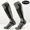 thumbnail image 3 of 2 pares de calcetines de compresión hasta la rodilla, calcetines deportivos térmicos de invierno antideslizantes, cálidos y cómodos, adecuados para esquí, senderismo y snowboard, 3 of 4