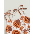 thumbnail image 6 of ZINTAOZT Toddler Baby Girls Halloween Jumpsuit Flower/Pumpkin Sleeveless Tie-up Bell-Bottoms Romper Outfit Fall Clothes, 6 of 8