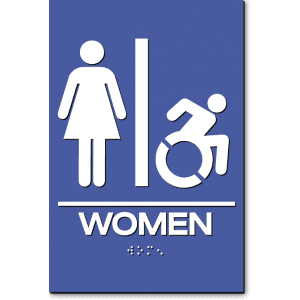 

WOMEN Speedy Wheelchair Restroom Sign - NY/CT-Blue / White (2 Units)