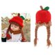 thumbnail image 3 of Gorro de punto con peluca para niña, tamaño 48 cm, con 2 trenzas grandes, cálido para invierno. rojo, 3 of 9