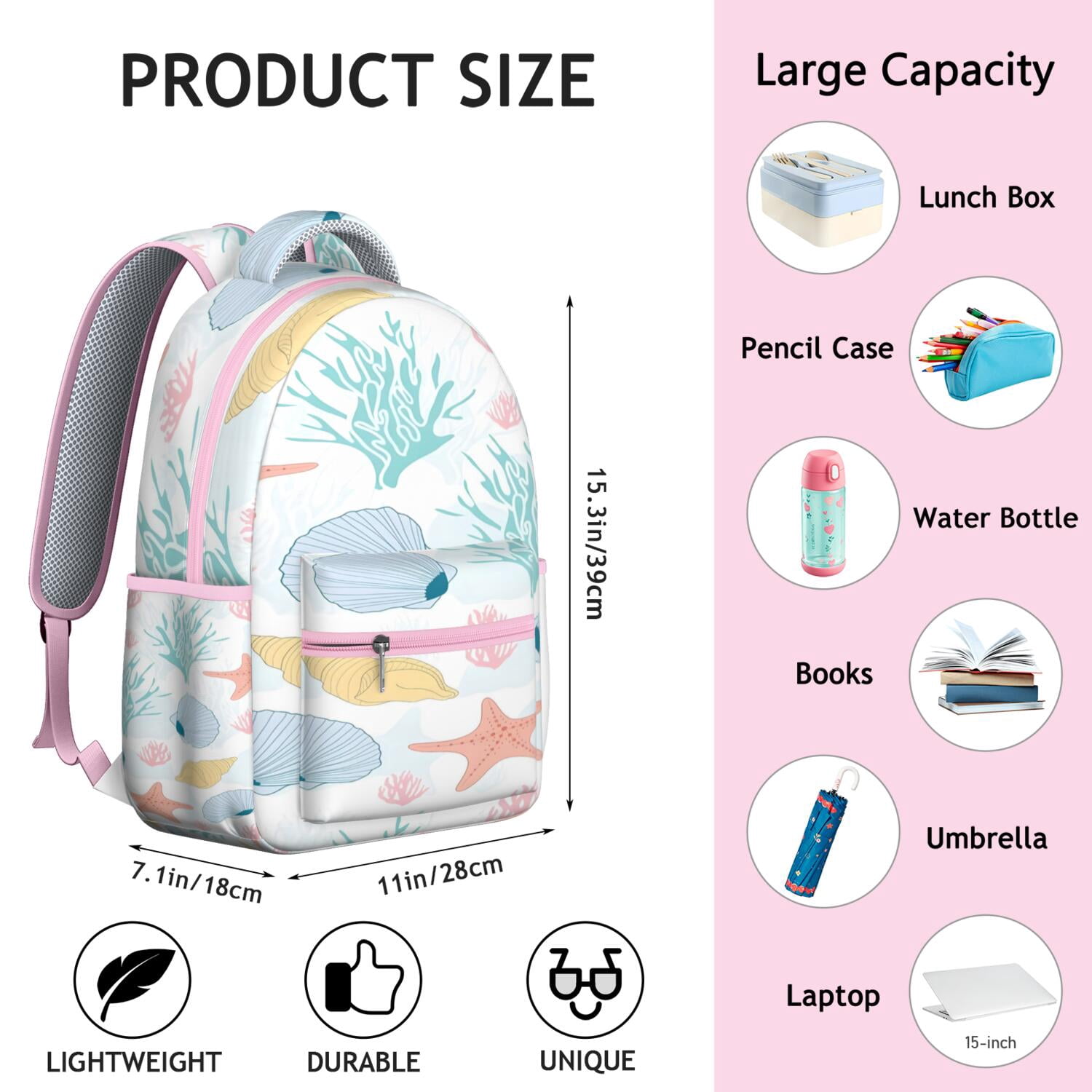 Vintage Nautical Backpack - Waterproof & Durable Bookbag with Anchor & Coral Prints, Ergonomic Spinal Support for Teens & Commuters, Spacious & Stylish