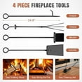 thumbnail image 5 of Firewood Rack Fireplce Firepit Tools Set Double Layer Iron Wood Log Holder for Fire Place Outdoor Indoor Accessories-Brush, Shovel, Tong, Hook, 5 of 9
