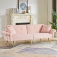 thumbnail image 2 of Newboti Furniture Modern Teddy Upholstered Accent Loveseat Sofa With Side Pocket,Folding Sleeper Sofa Bed With Foldable Armrest , Adjustable Backrest and Golden Metal Legs for Living Room,Pink BN.337, 2 of 12