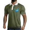thumbnail image 2 of Yiaimeir Men's Three Button Printed Lapel Short Sleeve T-Shirt Top Streetwear,Size M-3XL, 2 of 4