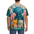 thumbnail image 3 of Gukieu Cute Animal Party Print Men's Short-sleeved Shirts, Button-down Pocket Shirts, T-shirts, Beach Vacation Travel Summer Clothing-3X-Large, 3 of 5
