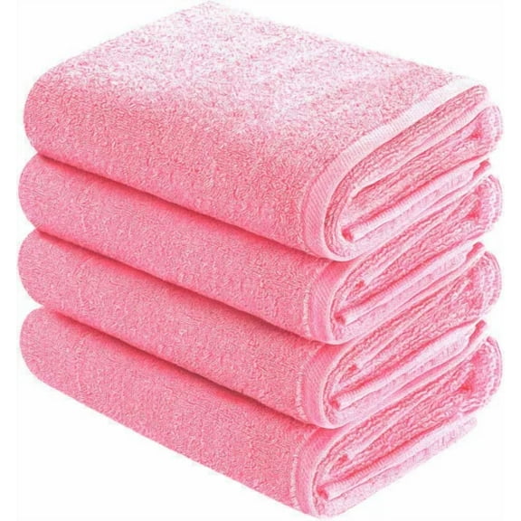 Huba Homes Bath Towels - Extra-Absorbent - 100% Cotton - 4-Pack 27" x 52" Hotel & Spa PINK