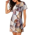 thumbnail image 2 of Yiaed Sea Shells Print Women's Loose-Fit Short Sleeve Nightgown, Soft and Comfortable Sleep Dress for Relaxation and Sleepwear, 2 of 6