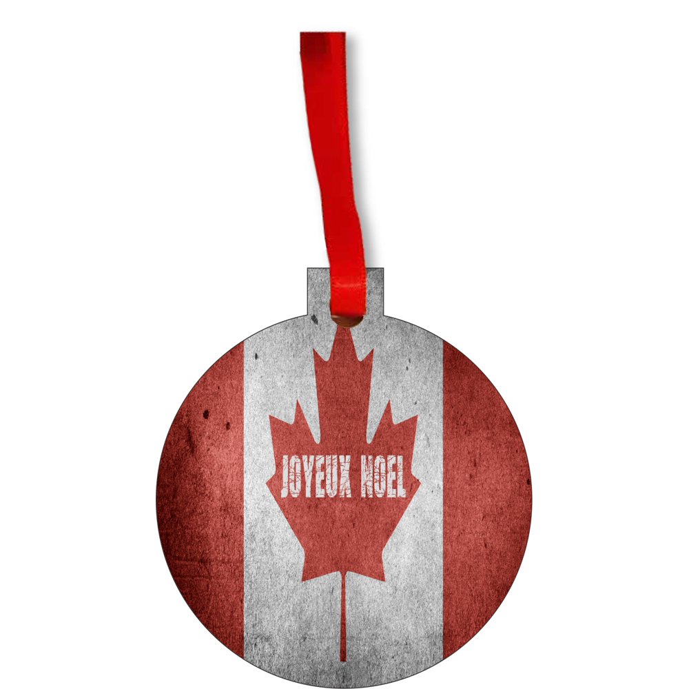 Flag Canada Joyeux Noel Canadian Flag Round Shaped Flat Hardboard