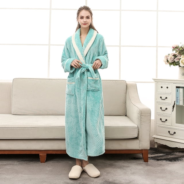 Camisón de franela grueso y alargado para parejas, serie de vellón de otoño e invierno, pijama de talla grande para mujer