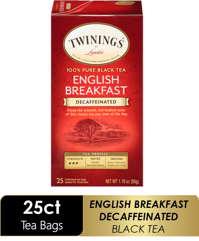 Twinings of London Decaffeinated English Breakfast Tea, 25 Ct, 1.76 oz Box