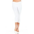 thumbnail image 3 of Cotton Spandex Capri Leggings Below Knee Plain Solid Stretchy Capris Junior Size(S-3X), 3 of 5