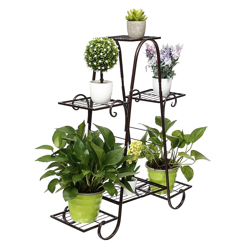 6 Tiers Wrought Iron Plant Stand Flower Pot Rack for Home